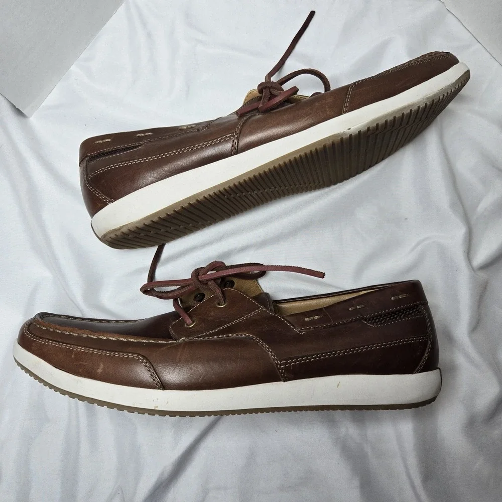 Clarks‎ Leather Docksider Shoes Brown Mens 11M Boat Preppy Nautical Top Sider